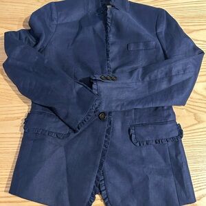 J. Crew Navy Ruffled Blazer